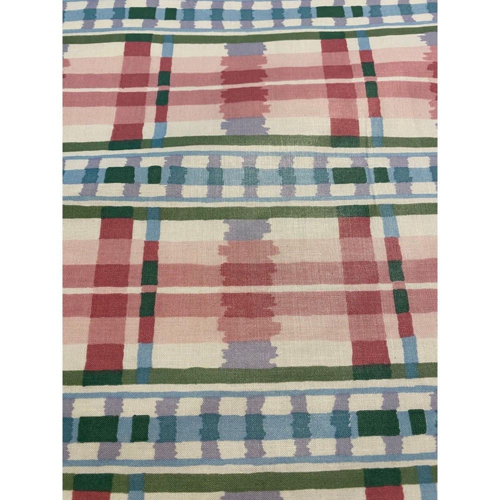 Waverly Fabric Pink Green Blue Plaid Per Yard 100% Cotton Scotchgard Finish